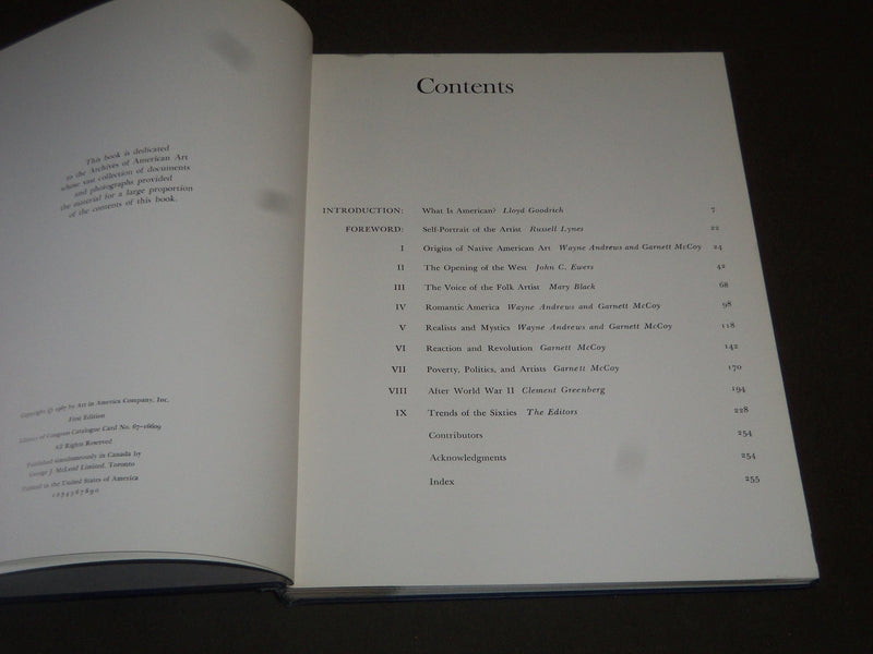 1967 THE ARTIST IN AMERICA HARDCOVER BOOK - FIRST EDITION - I 514