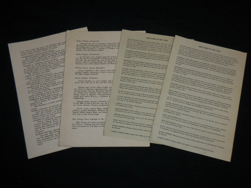 1957-1961 UNIVERSITY OF CONNECTICUT THEATRE PROGRAM LOT OF 4 - ALCESTIS - J 6756