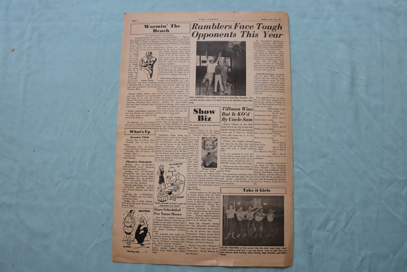 1951 NOVEMBER 27 FT. SHERIDAN TOWER NEWSPAPER - NP 9061