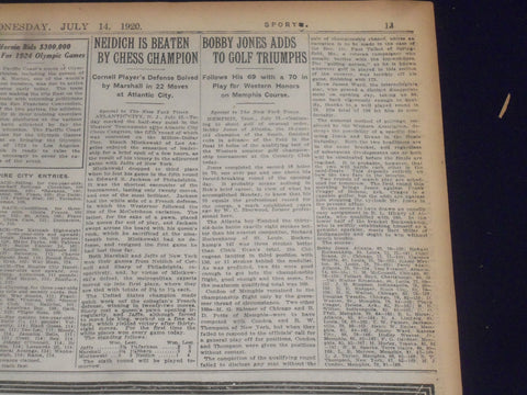 1920 JULY 14 NEW YORK TIMES - BOBBY JONES ADDS TO GOLF TRIUMPHS - NT 9329