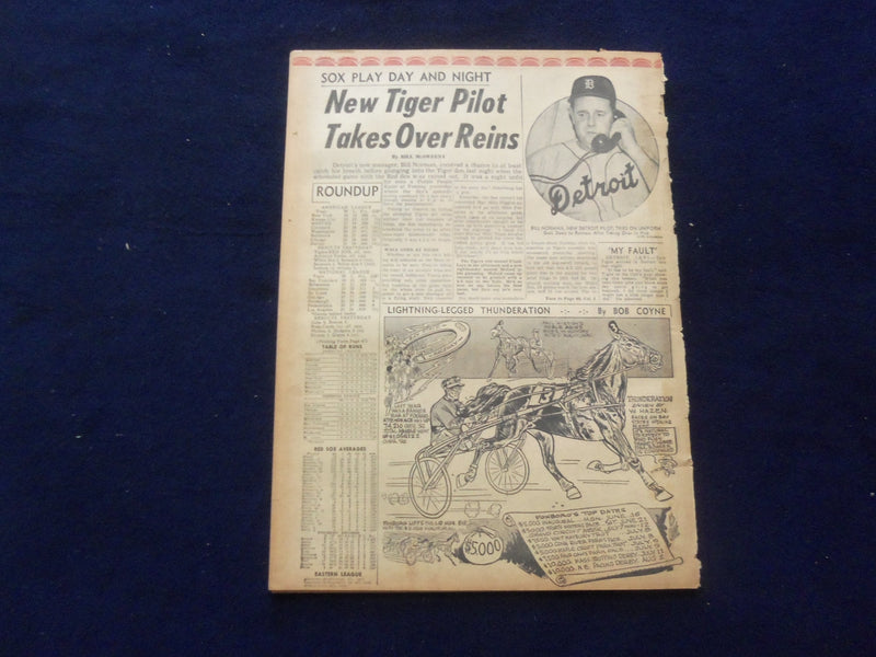 1958 JUNE 11 BOSTON RECORD AMERICAN NEWSPAPER-ADAMS GOLDFINE HOTEL GUEST NP 6274