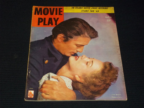 1949 MARCH MOVIE PLAY MAGAZINE - ANN BAXTER & GREGORY PECK FRONT COVER - E 14219