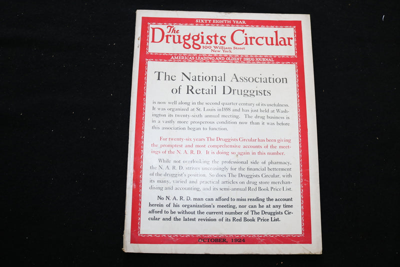 1924 OCTOBER THE DRUGGISTS CIRCULAR MAGAZINE - RETAIL DRUGGESTS COVER - B 1126K