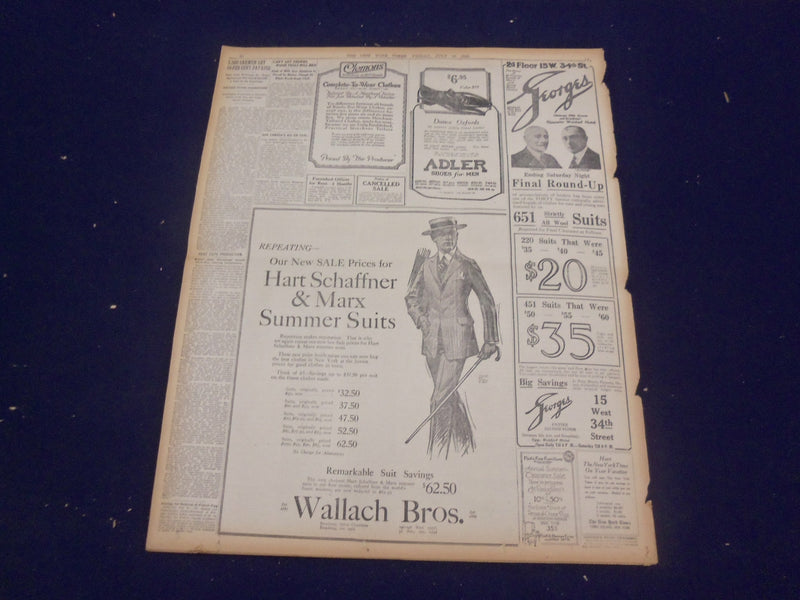 1920 JULY 16 NEW YORK TIMES - RESOLUTE DISABLED, SHAMROCK IV WINS - NT 9331