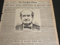 1925 AUG 2 NY TIMES SPECIAL SECTION FIVE VIVID CHAPTERS IN BRYAN'S LIFE- NT 7065