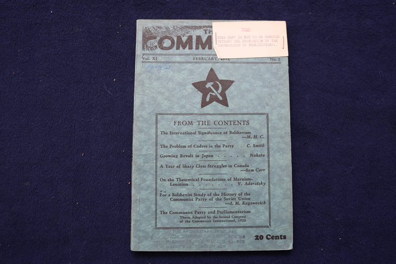 1932 FEBRUARY THE COMMUNIST MONTHLY PERIODICAL - K 480