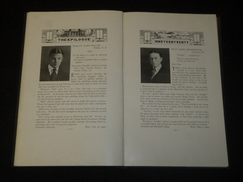 1920 THE EPILOGUE FRANKLIN AND MARSHALL ACADEMY YEARBOOK - LANCASTER PA- YB 1900