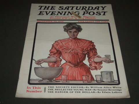 1905 SEPT 30 THE SATURDAY EVENING POST MAGAZINE - ILLUSTRATED COVER - SP 786