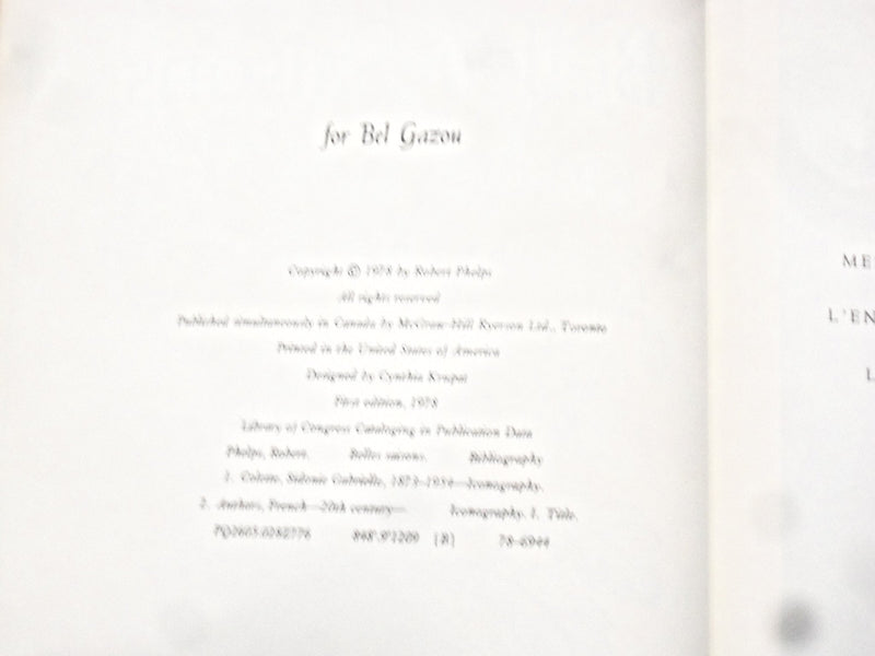 1978 BELLES SAISONS, A COLETTE SCRAPBOOK HARDCOVER BOOK BY R. PHELPS - KD 8247