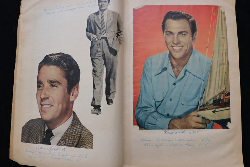 HOLLYWOOD ACTORS SCRAPBOOK - RONALD REAGAN - JOHN DEREK - ALAN LADD - E 24916