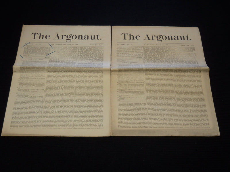 1888 THE ARGONAUT NEWSPAPER LOT OF 2 ISSUES - SAN FRANCISCO - NP 8959