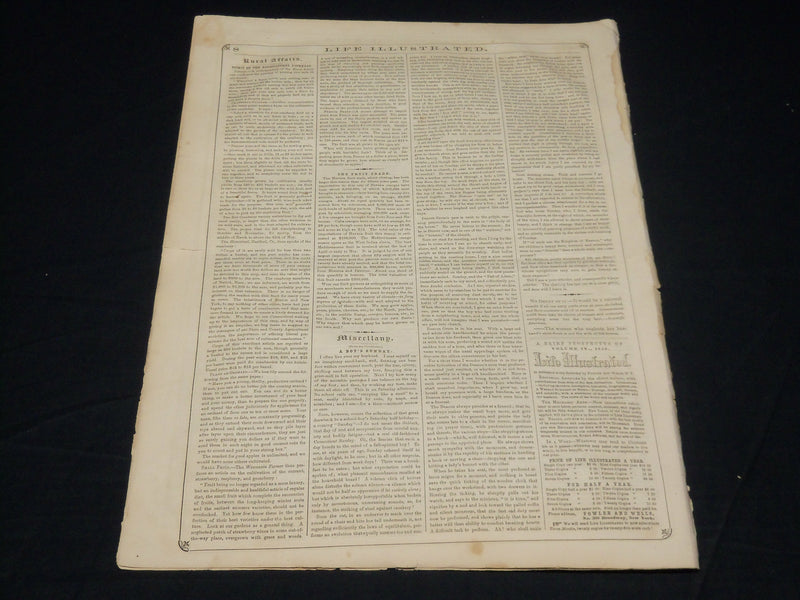 1856 MAY 3 LIFE ILLUSTRATED NEWSPAPER - LIGHTNING - NP 4857