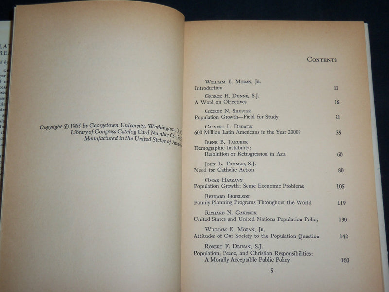 1965 POPULATION GROWTH THREAT TO PEACE? BOOK BY WILLIAM E. MORAN JR. - KD 7210