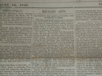 1846 AUGUST 15 MASSACHUSETTS PLOUGHMAN - SAW MILLS - OREGON TREATY - NP 5128