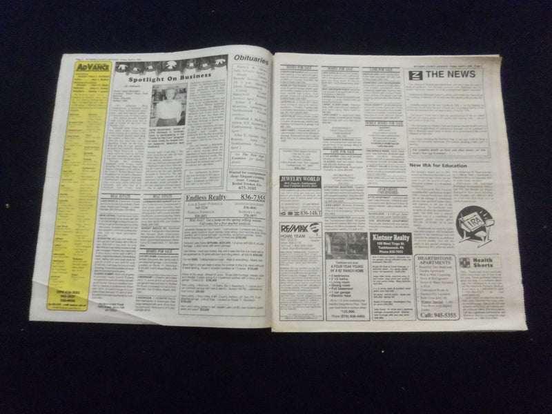 1999 WYOMING COUNTY (PENNSYLVANIA) ADVANCE NEWSPAPER - LOT OF 2 - NP 6216