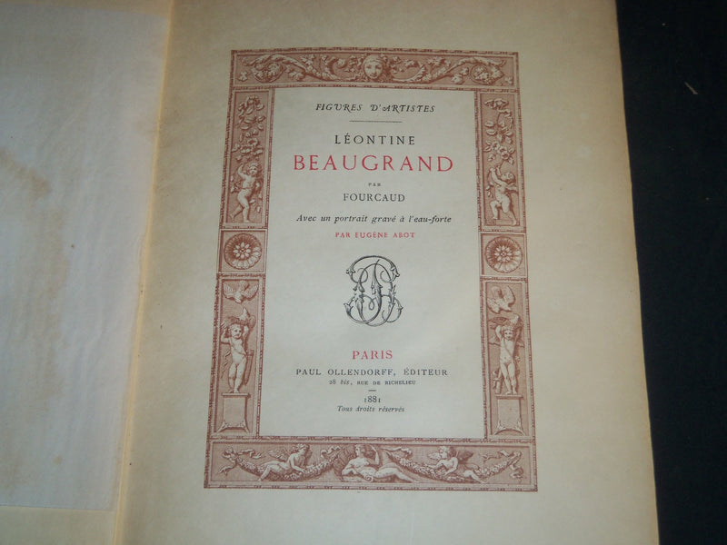 1881 LEONTINE BEAUGRAND - FIGURES D'ARTISTES BY LOUIS DE FOURCAUD - J 5171