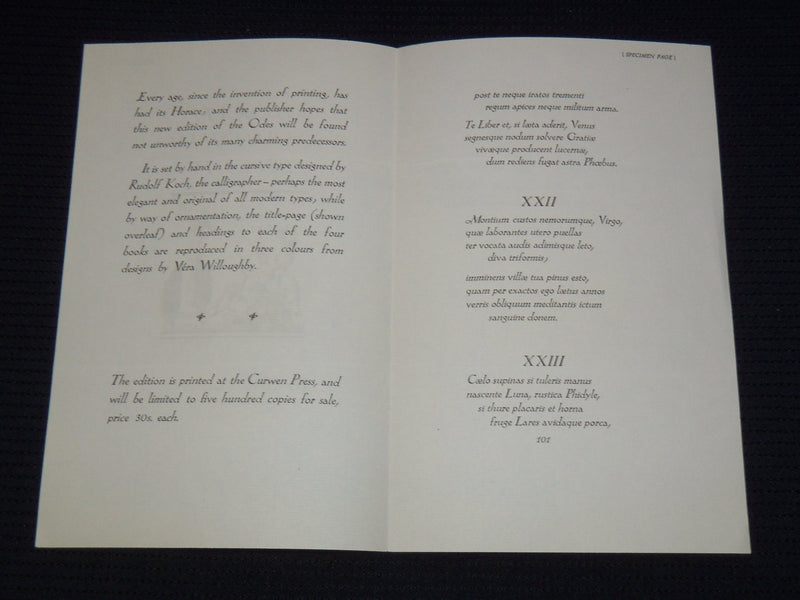 1926 HORATI CARMINUM LIBRI IV BOOK - CARWEN PRESS - J 7992
