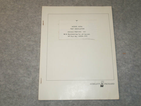 1964 HEWLETT PACKARD MODEL 650A TEST OSCILLATOR MANUAL - J 6303