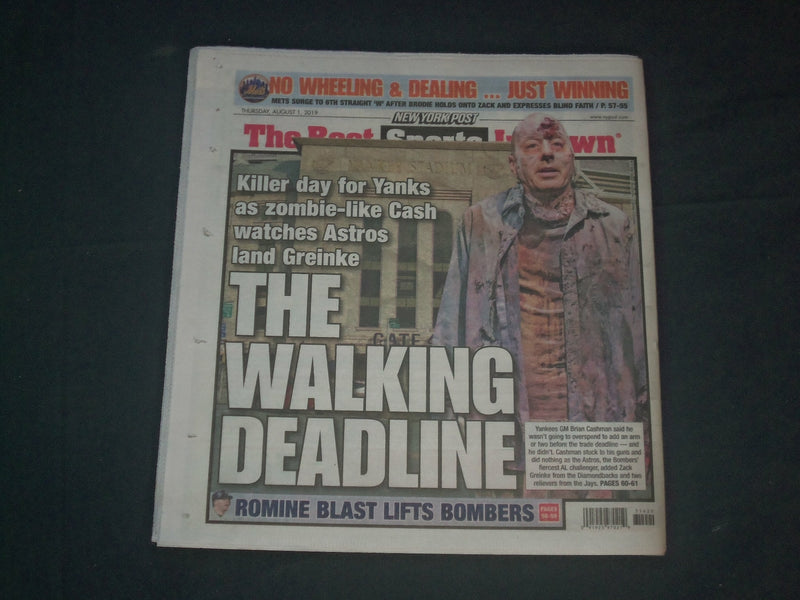 2019 AUGUST 1 NEW YORK POST NEWSPAPER -JEFFREY EPSTEIN WANTED TO FREEZE HIS HEAD