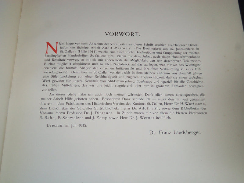 1912 DER FOLCHART PSALTER EINE INITIALEN STUDIE VOLUME FRANZ LANDSBERGER - Z 99
