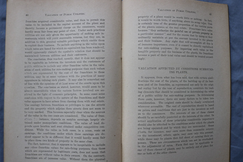 1912 VALUATION OF PUBLIC UTILITIES - INDIANA WATER SUPPLY SOFTCOVER BOOK- K 2991