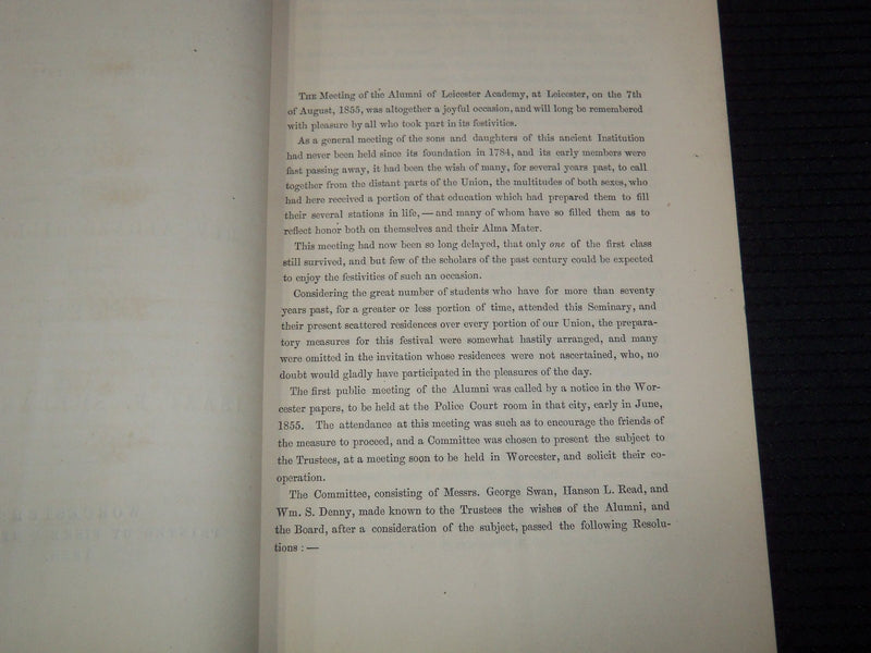 1855 LEICESTER ACADEMY FESTIVAL ADDRESS BY REV. ALONZO HILL - SHEPARD - K 3111