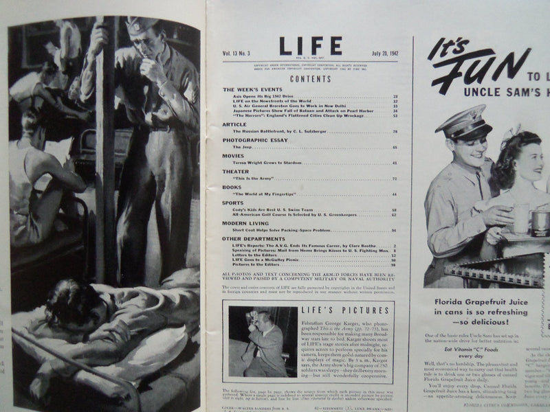 1942 JULY 20 LIFE MAGAZINE - SHORT COAT IN FASHION - L 296