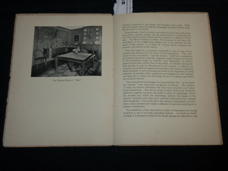 1920'S THE AUGUSTUS SAINT GAUDENS MEMORIAL PROGRAM - NEW HAMPSHIRE - J 6640