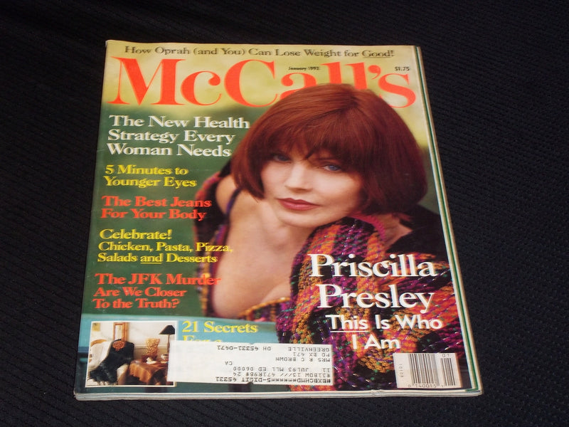 1992 JANUARY MCCALL'S MAGAZINE - PRISCILLA PRESLEY FRONT COVER - E 647