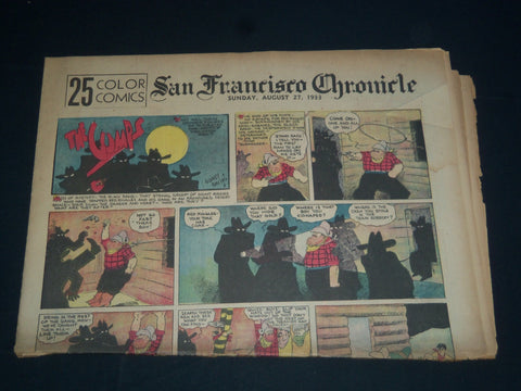 1933 AUGUST 27 SAN FRANCISCO CHRONICLE SUNDAY COLOR COMICS - NP 3730