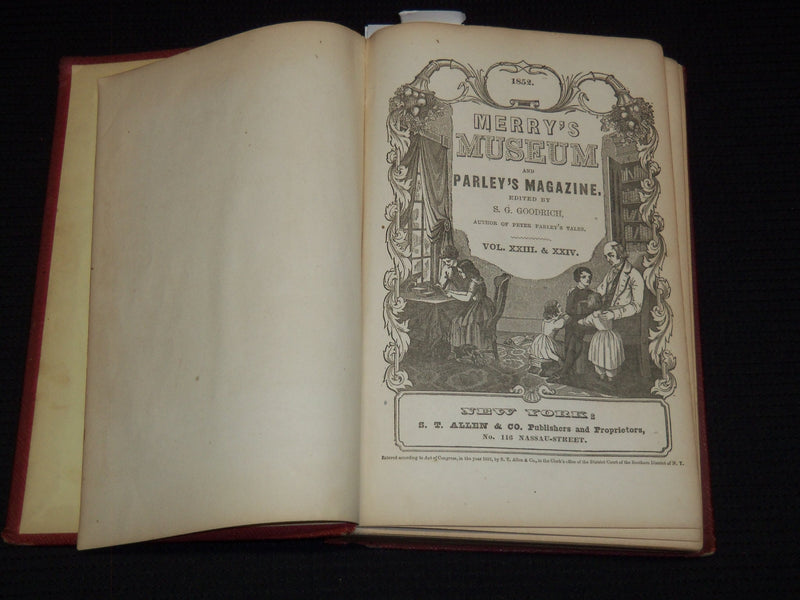 1852 MERRY'S MUSEUM AND PARLEY'S MAGAZINE BOUND VOLUME - GOODRICH - KD 7797
