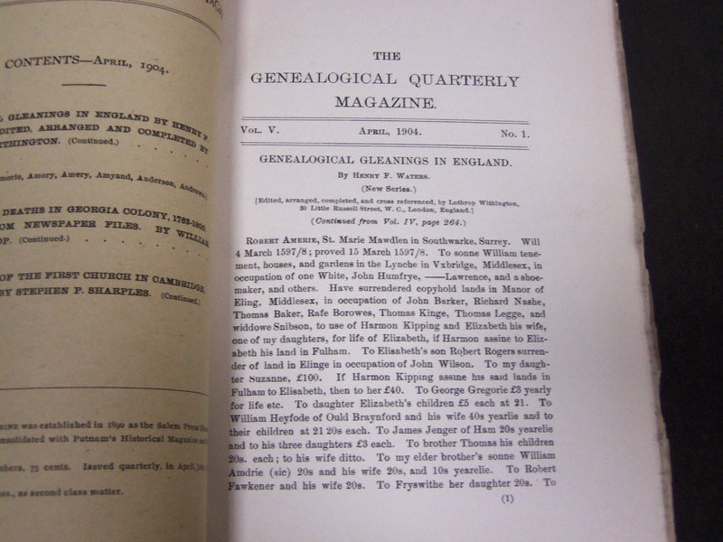 1900-1907 THE GENEALOGICAL QUARTERLY MAGAZINE LOT OF 18 + INDEX - WR 159