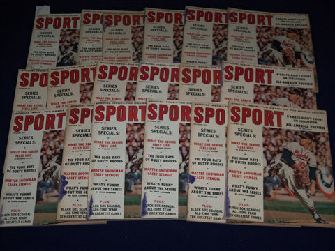 1959 OCTOBER SPORT MAGAZINE LOT OF 27 DUPLICATES - WARREN SPAHN - PHOTOS- O 1294