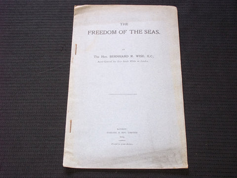 1915 THE FREEDOM OF THE SEAS SOFTCOVER BOOK BY HON. BERNHARD - J 7150