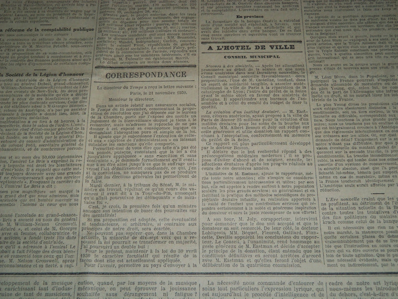 1930 OCTOBER-DECEMBER LE TEMPS FRENCH NEWSPAPER BOUND VOLUME - VB 9