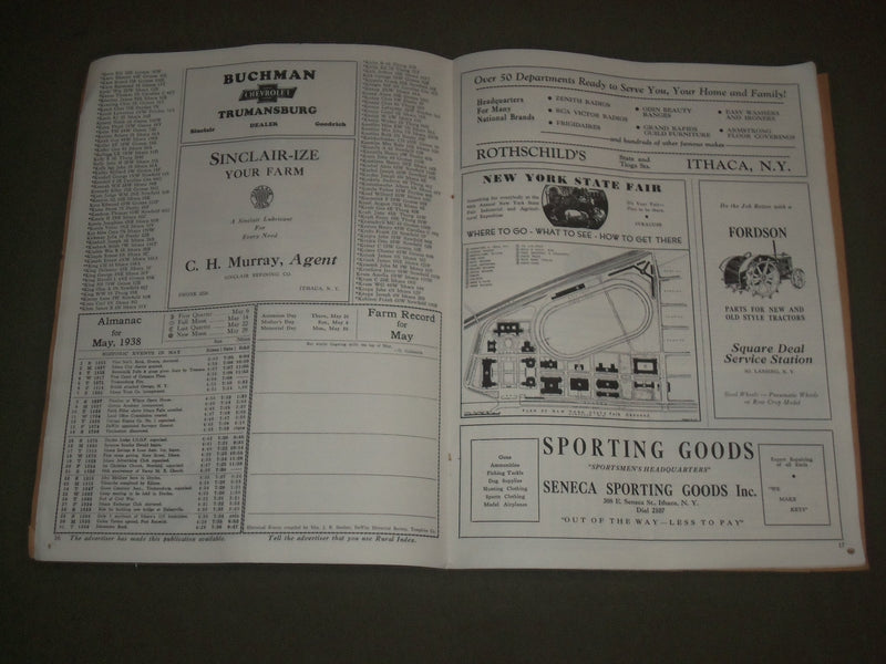 1938 TOMPKINS COUNTY NEW YORK RURAL INDEX & ALMANAC - J 2642