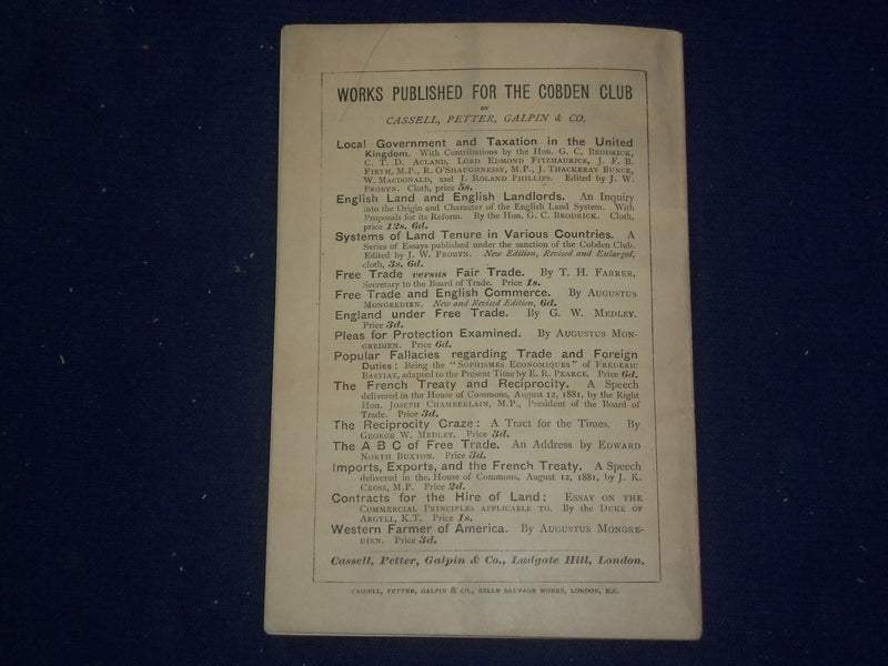 1882 THE ABC OF FREE TRADE ADDRESS BY EDWARD NORTH BUXTON - J 4451