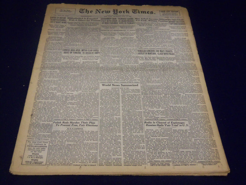 1946 JULY 18 NEW YORK TIMES - MIKHAILOVITCH IS EXECUTED - NT 3474