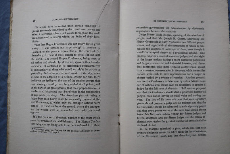 1913 NOVEMBER JUDICIAL SETTLEMENT OF INTERNATIONAL DISPUTES - SOFTCOVER - K 2980
