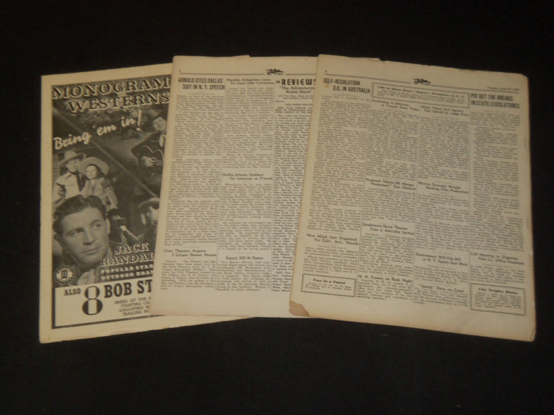 1938-1939 THE FILM DAILY NEWSPAPER LOT OF 3 - JUAREZ - BOY MEETS GIRL - JC 47