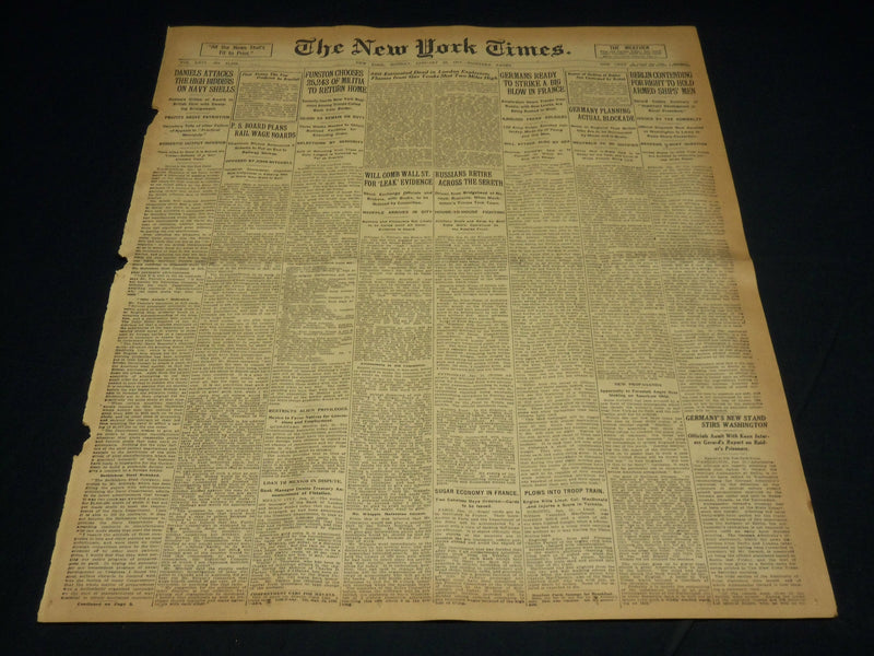 1917 JANUARY 22 NEW YORK TIMES - GERMANY PLANNING ACTUAL BLOCKADE - NT 8754