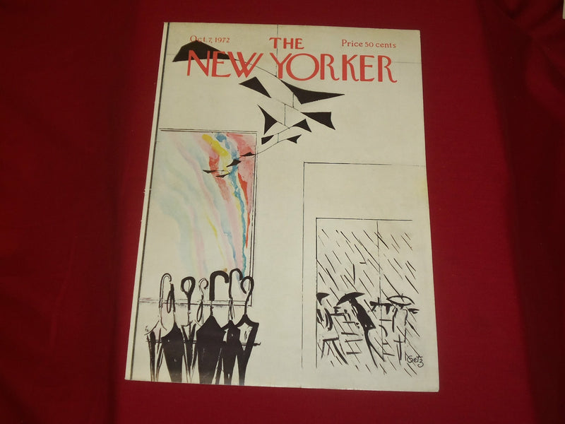 1972 OCTOBER 7 NEW YORKER MAGAZINE FRONT COVER ONLY - GREAT ART FOR FRAMING