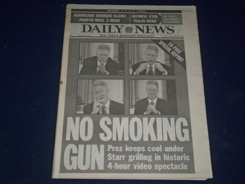 1998 SEPT 22 NEW YORK DAILY NEWS - NO SMOKING GUN BILL CLINTON VIDEO - NP 1713
