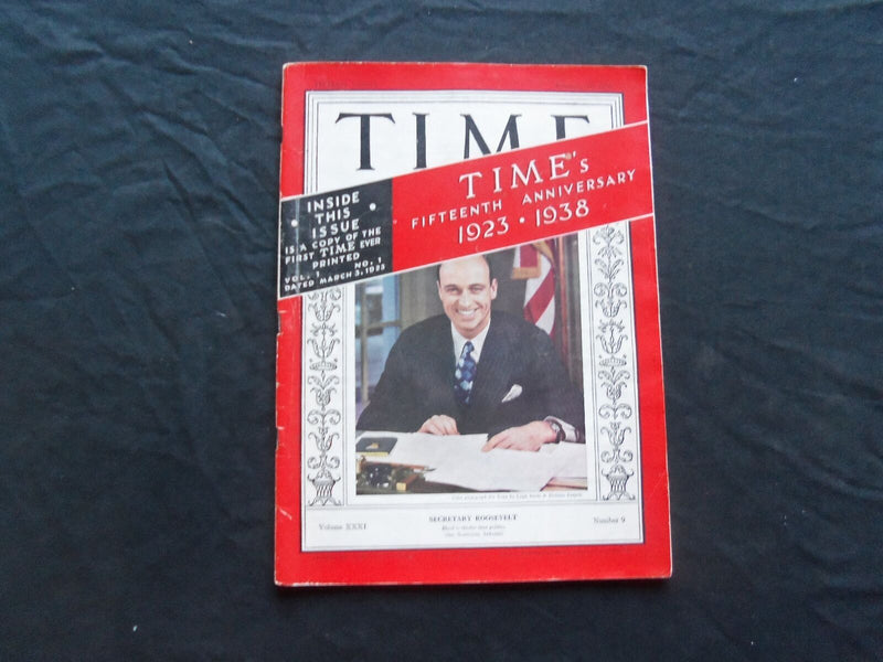 1938 FEBRUARY 28 TIME MAGAZINE-JAMES ROOSEVELT - TIME'S 15TH ANNIVERSARY - T 599