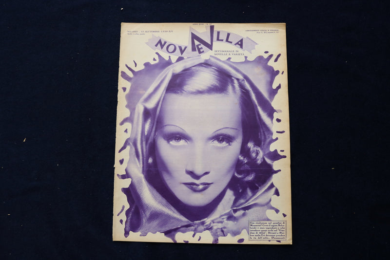 1936 SEPTEMBER 13 NOVELLE MAGAZINE - MARLENE DIETRICH - ITALIAN COVER - E 23778