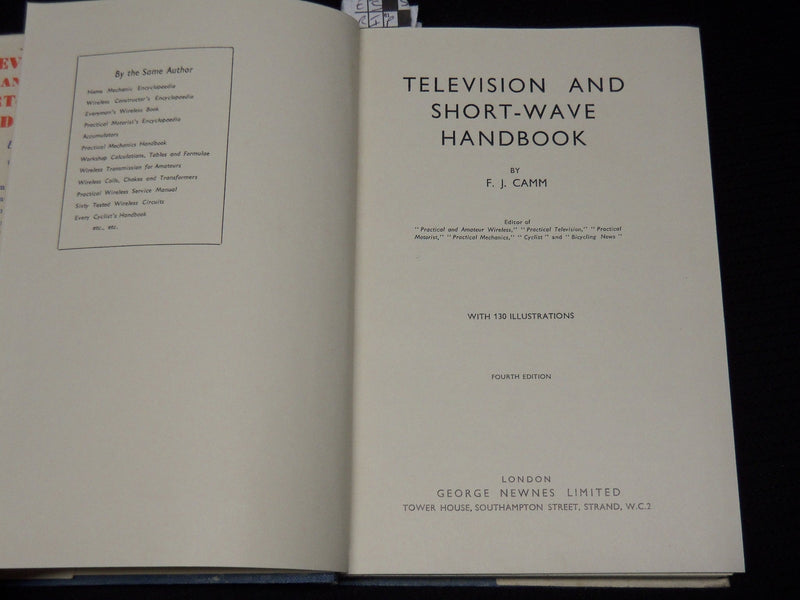 1939 TELEVISION AND SHORT-WAVE HANDBOOK BY F. J. CAMM - FOURTH EDITION- KD 4585R