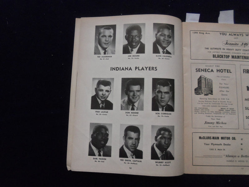 1959 NOV 7 FOOTBALL PROGRAM-INDIANA UNIV VS. OHIO STATE UNIV.-TOM MATTE-SP 5454U
