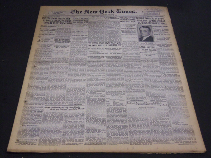 1930 JUNE 18 NEW YORK TIMES - MORROW WINNING BY 3 TO 1 IN NEW JERSEY - NT 4950