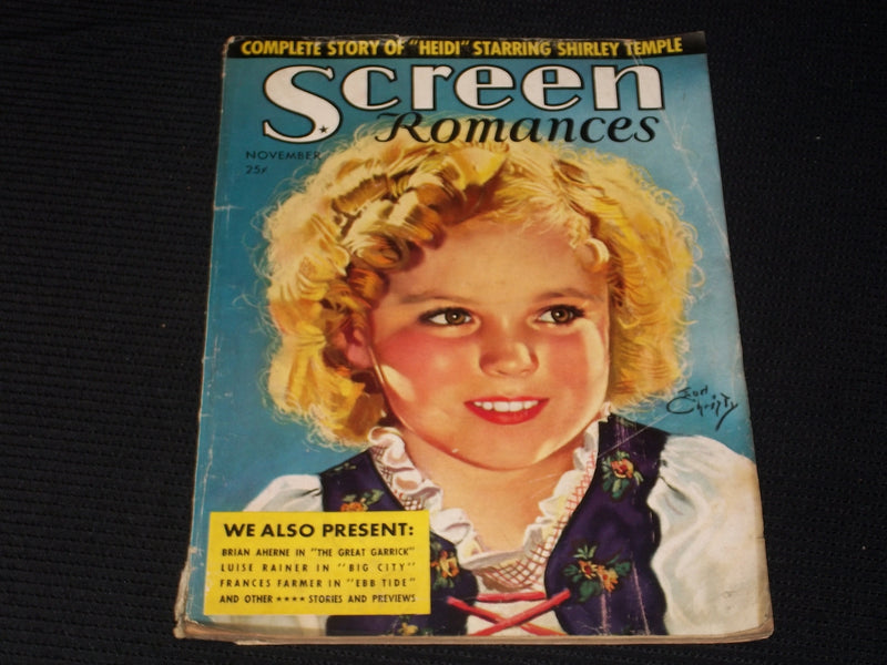 1937 NOVEMBER SCREEN ROMANCES MAGAZINE - EARL CHRISTY FRONT COVER - E 1500