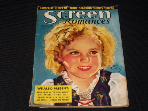 1937 NOVEMBER SCREEN ROMANCES MAGAZINE - EARL CHRISTY FRONT COVER - E 1500